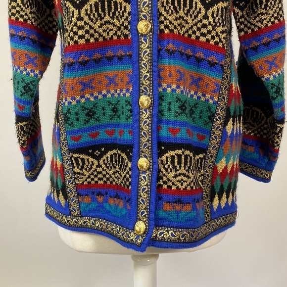 Vrikke Wool Metallic Nordic Cardigan XS #202 - Picture 2 of 13